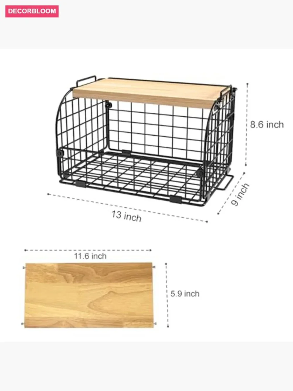 2-Stack Wire Basket with Bamboo Top - Kitchen Pantry Organizer